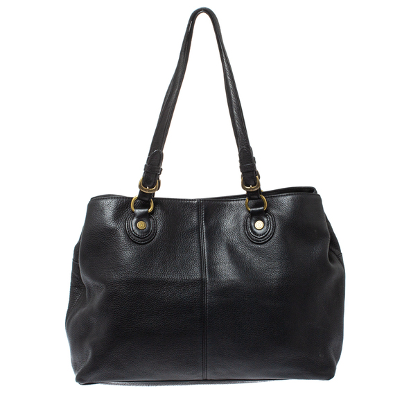 DKNY Black Leather Turnlock Pocket Tote - Picture 4 of 9